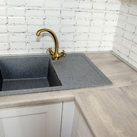 sink for kitchen made of artificial stone design photo