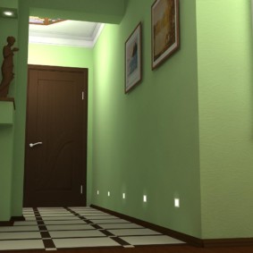 green wallpaper for a small hallway