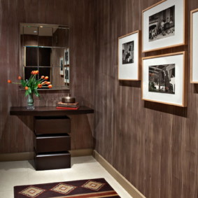 brown wallpaper for a small hallway