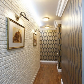 papel tapiz y piedra decorativa en el interior del pasillo opciones fotográficas