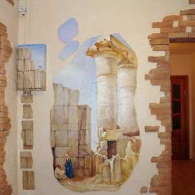 papel de parede e pedra decorativa no interior das opções de fotos do corredor