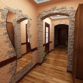 tapety a dekoratívny kameň v interiéri haly