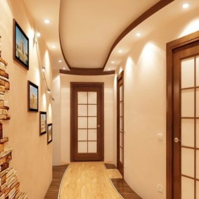 wallpaper and decorative stone in the interior of the hallway ideas overview