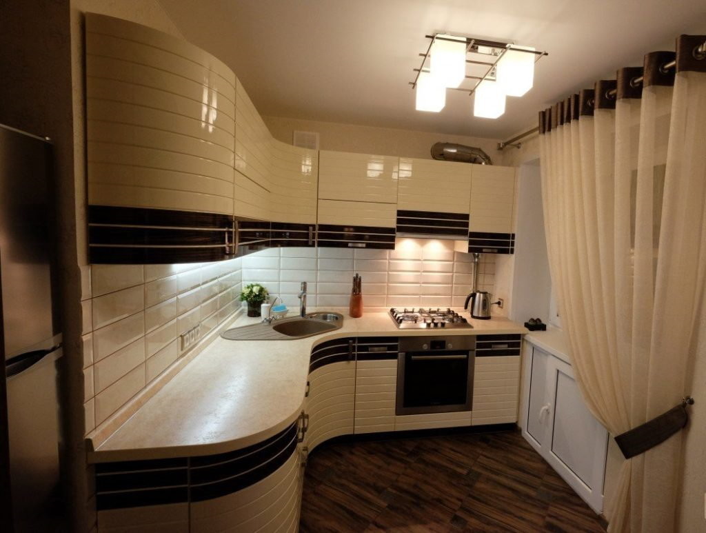 An example of kitchen lighting in a one-room Khrushchev