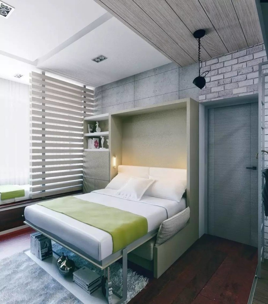 עיצוב דירת סטודיו עם מיטה מתקפלת