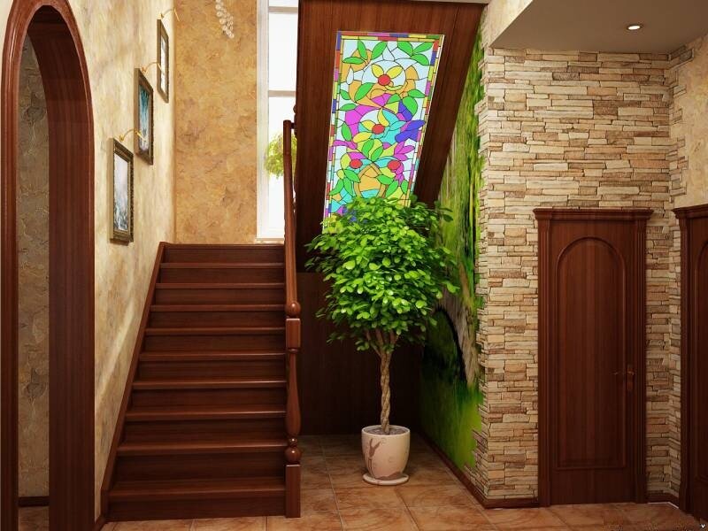 hành lang trong một ngôi nhà gỗ tư nhân