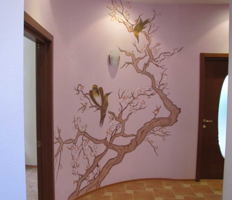 Desenho na parede no interior do corredor