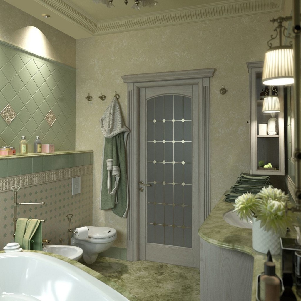 עיצוב חדר אמבטיה משולב בסגנון אנגלי