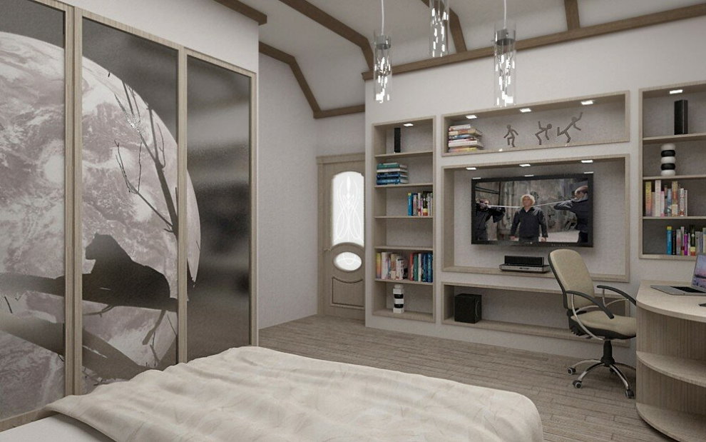 Ontwerp van een slaapkamer-kast in een moderne stijl