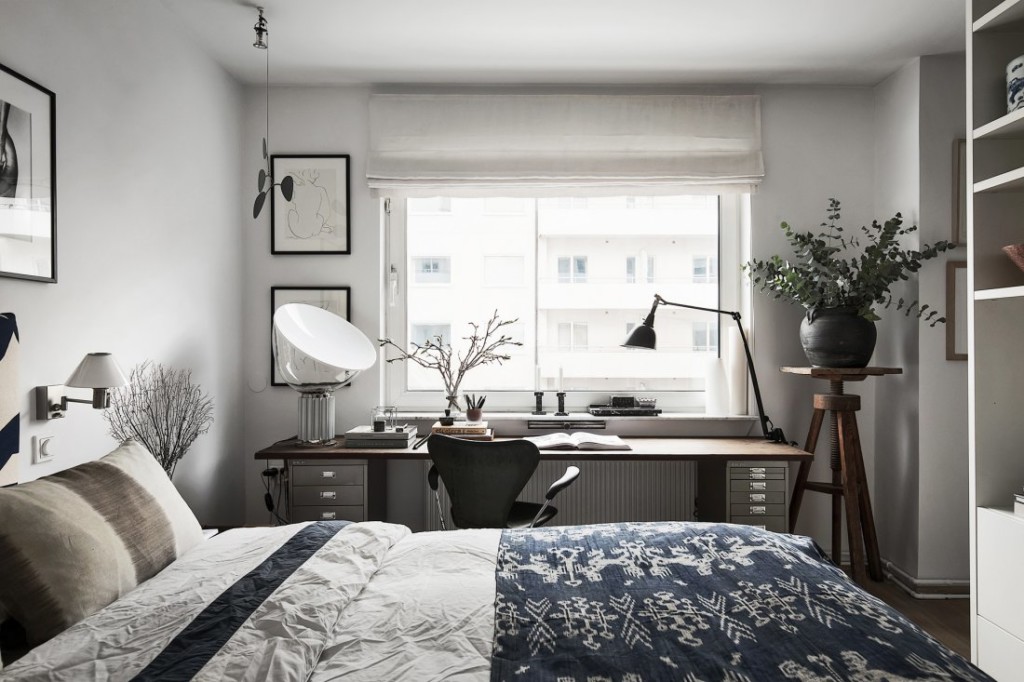 Scandinavian style work bedroom