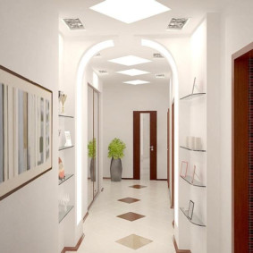 long narrow corridor in an apartment with niches
