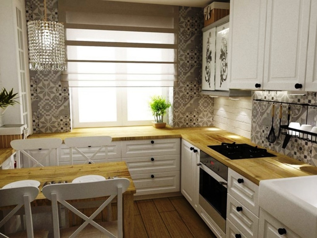 countertop with drawers instead of window sills in the kitchen