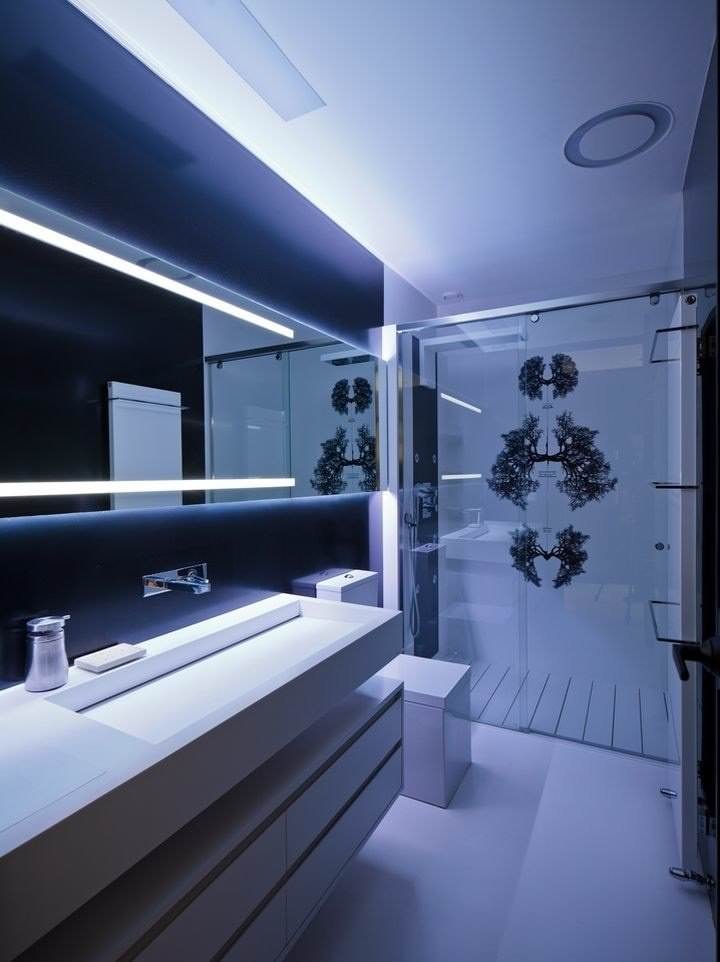 High tech bathroom design