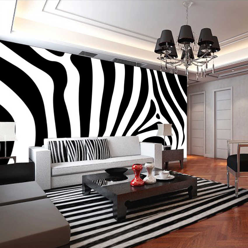 Zebra in bianco e nero sulla parete del salone