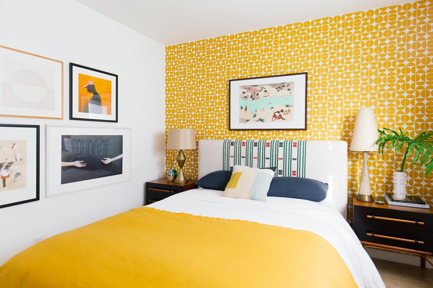 dzeltens guļamistabas foto dekors