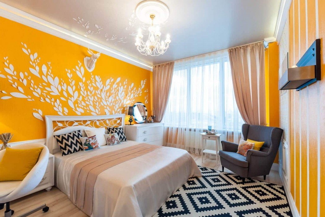 sarı yatak odası fotoğraf dekorasyon