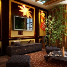 disenyo ng oriental na estilo ng living room ng larawan