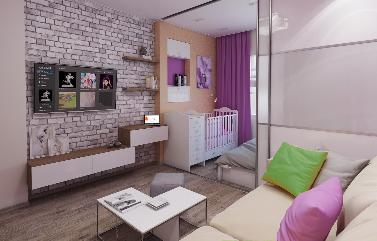 kindergedeelte in een studio-appartement