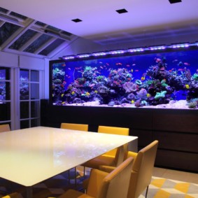 aquarium in de ontwerpfoto van het appartement