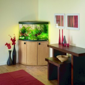 aquarium in de hoek van de woonkamer