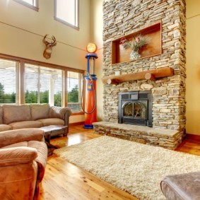 interior of a living room of a private house with a high ceiling