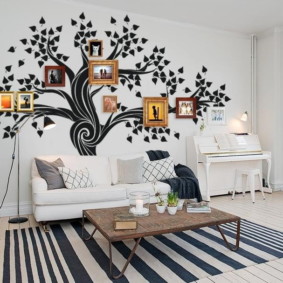 Painted tree on a white wall