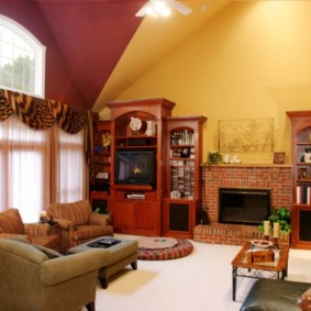 Contrasting interior of an unusual living room