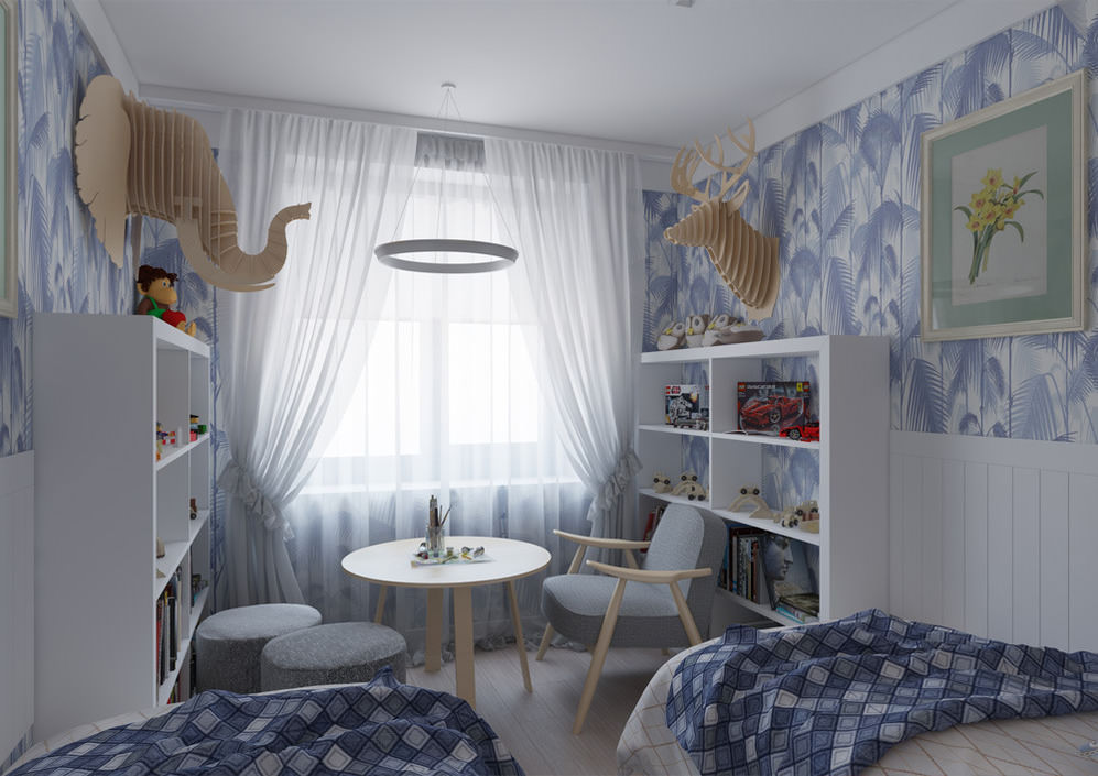 Interieur van een kinderkamer voor twee jongens