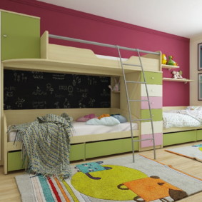 bērnu istaba trim bērniem dekoru idejas