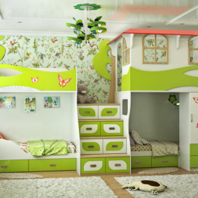dětský pokoj pro tři děti foto dekorace