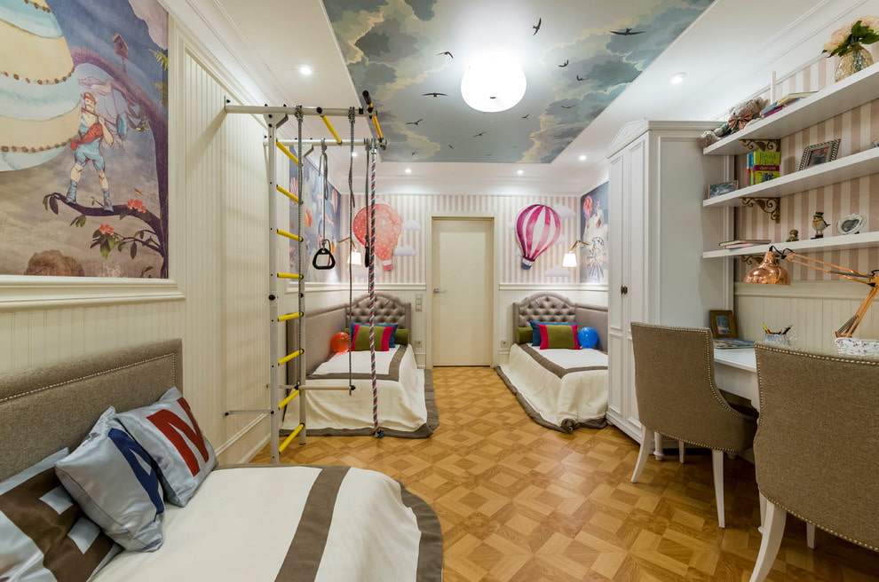 children's room for three children interior photo
