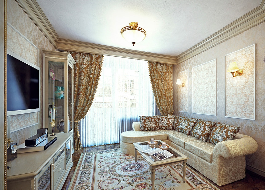 Classic living room with corner sofa