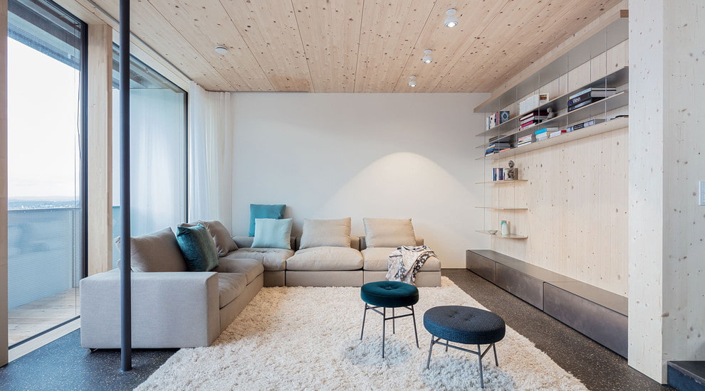 canapea de colț în sufragerie în stil scandinav