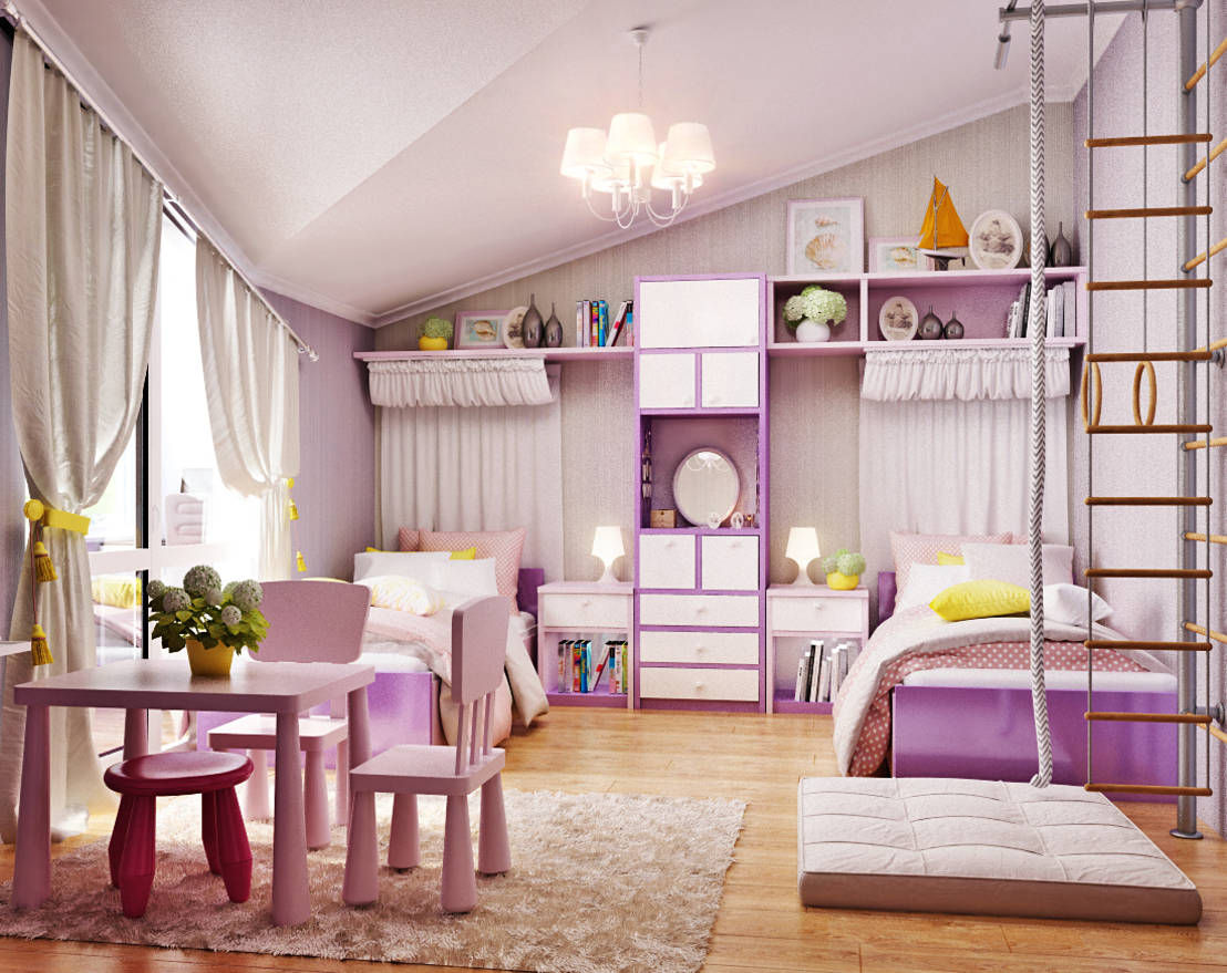 chambre d'enfant aux couleurs lilas