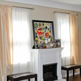 curtains in the hall on two windows photo ideas