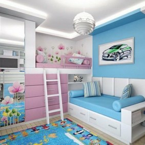 Blue color in the decoration of the children's room