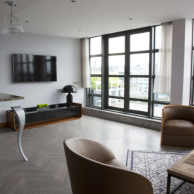 Large windows in the spacious living room