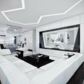 High-tech in the interior of the living room of a private house