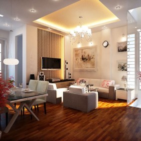 25 kvadrātmetru dzīvojamās istabas apgaismojums