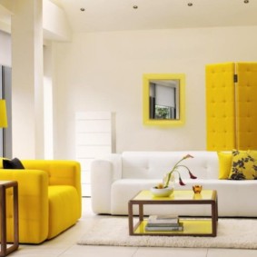 Soft armchair bright yellow