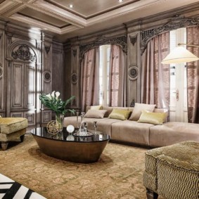 Large living room decoration in art deco style