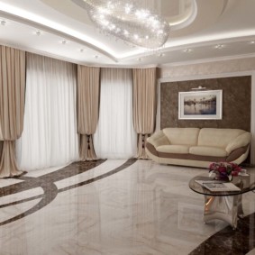 Marble floor in a spacious living room
