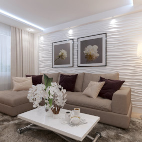 3D panels in the interior of the living room