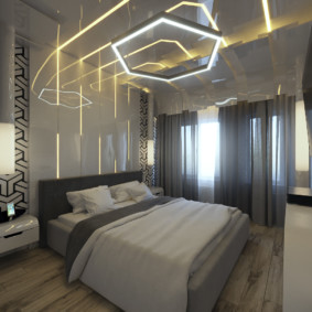 Lumini de neon în designul dormitorului
