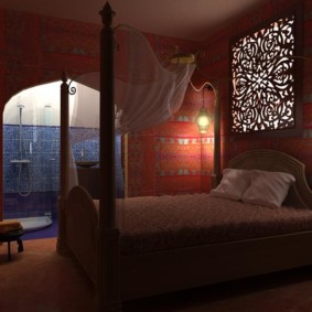 Apšvietimo dizainas arabų stiliaus miegamajame