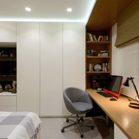 Desk in bedroom interior