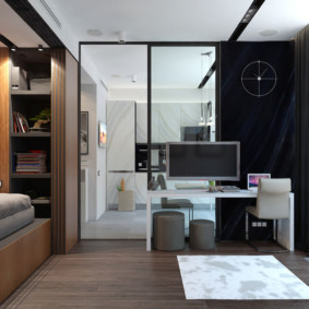 Modern bedroom with panoramic window