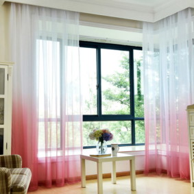 Pink and white sheer curtains