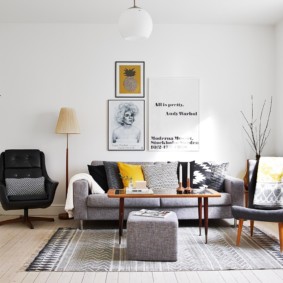 Skandinavisk stil i lägenhetens inre