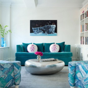 blauwe kleur in het interieur foto-ideeën